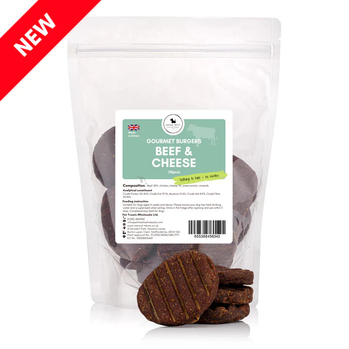 Natural Treats Gourmet Burgers Beef & Cheese 1kg