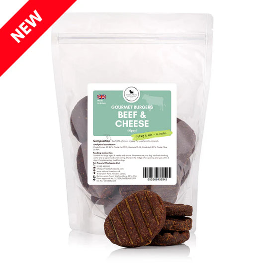Natural Treats Gourmet Burgers Beef & Cheese 1kg